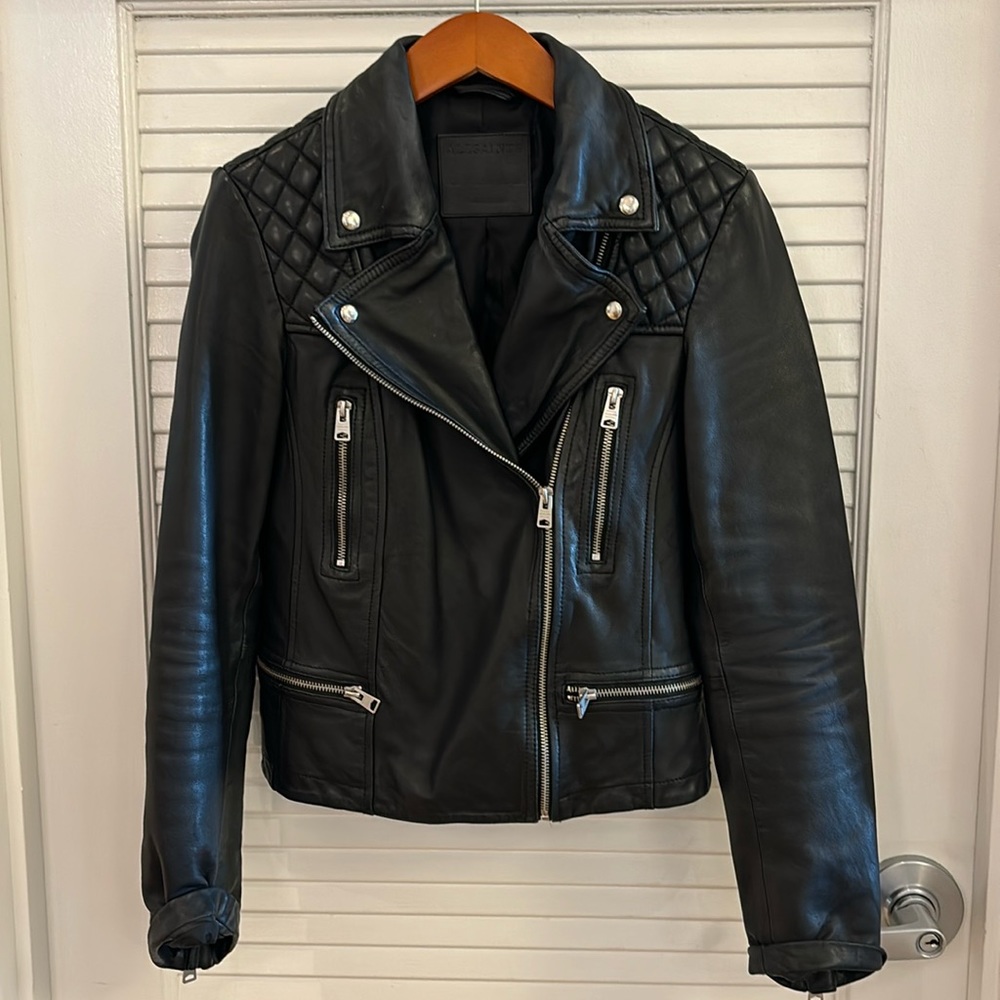 All saints women’s leather jacket. Like new.